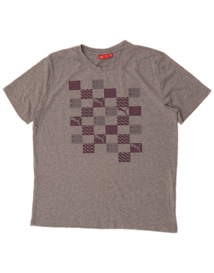 Puma T-shirt grafica da uomo Top grande in cotone chiazzato grigio