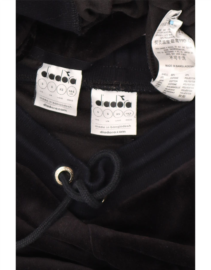 DIADORA Tuta intera oversize da donna in velluto UK 10 Small Nera