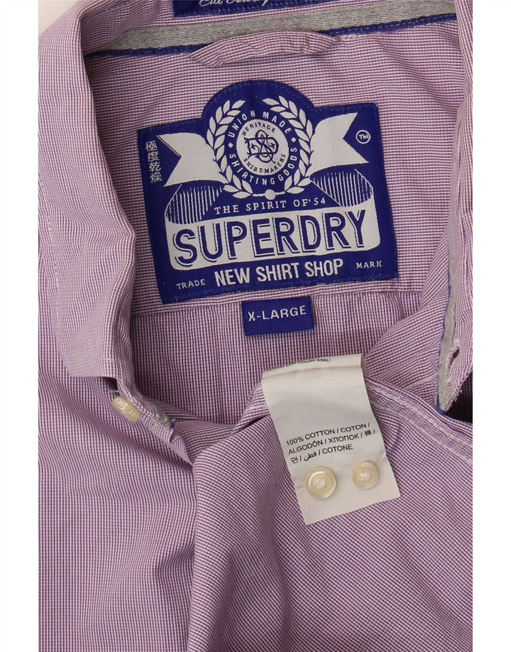 Camicia da uomo Superdry XL in cotone a quadretti viola