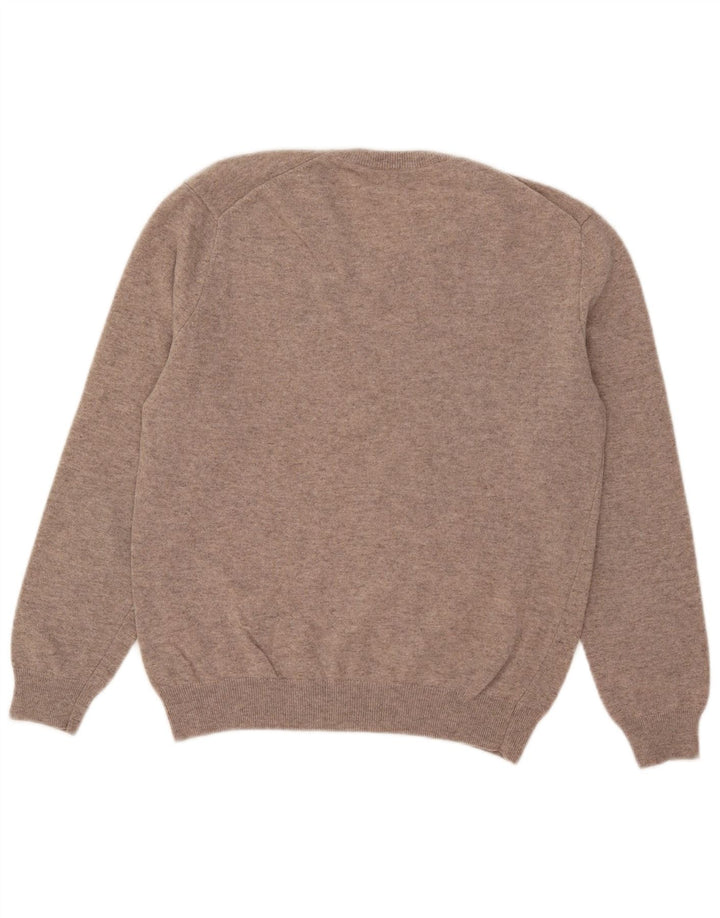 Maglione da uomo con scollo a V Benetton piccolo in lana beige
