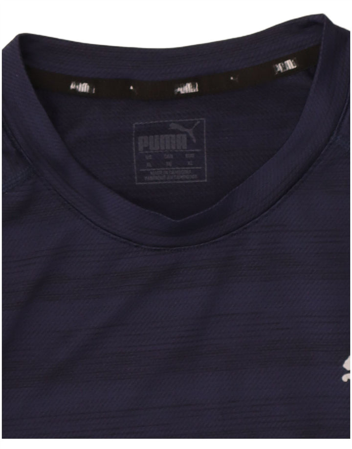 T-shirt da uomo Puma Top XL a righe blu navy