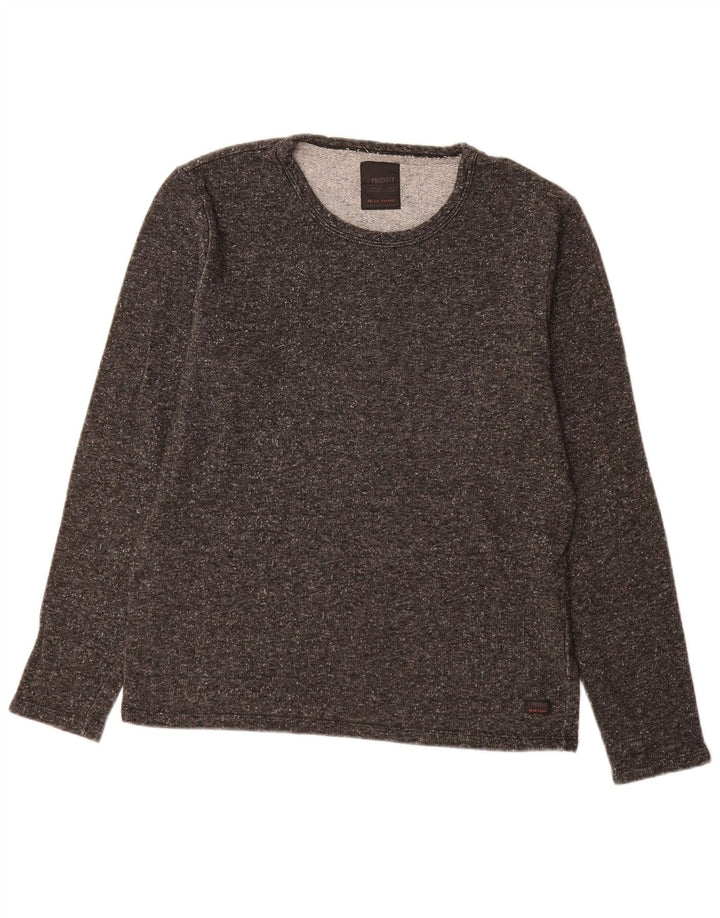 Top vintage da uomo a maniche lunghe in cotone grigio grande