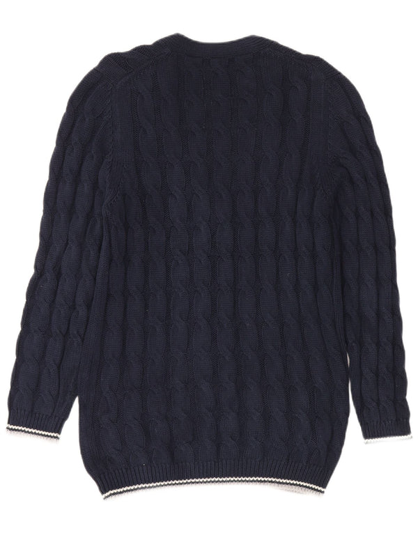 Maglione cardigan da donna Fred Perry UK 14 grande cotone blu navy classico