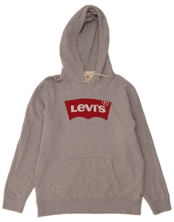 Maglione con cappuccio grafico da uomo Levi's in cotone chiazzato grigio medio