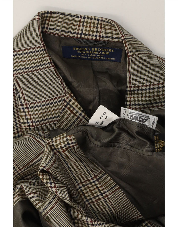 Giacca blazer a 3 bottoni da uomo Brooks Brothers IT 54 2XL lana pied de poule grigia