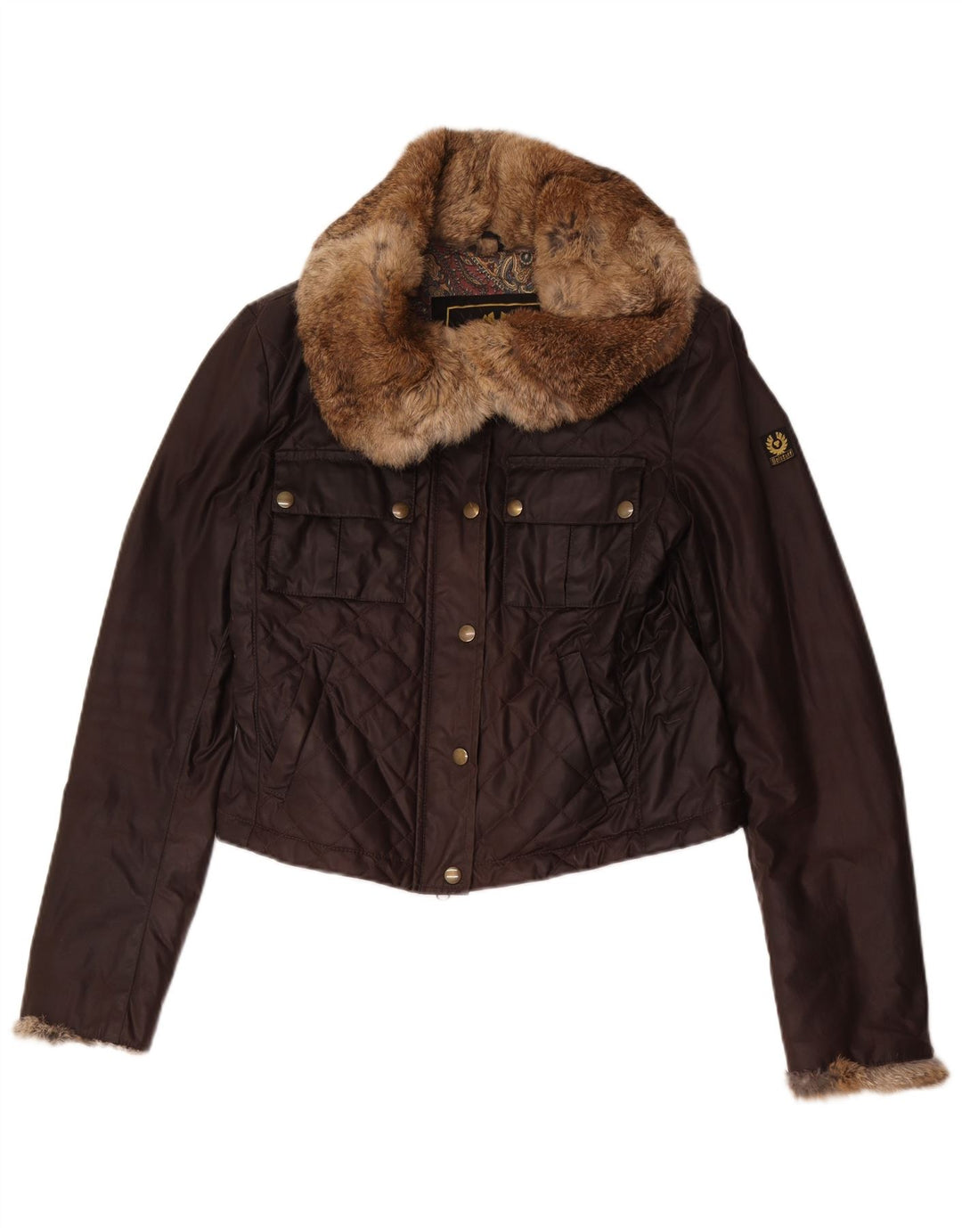 Giacca trapuntata corta da donna Belstaff IT 44 cotone marrone medio