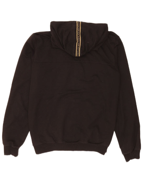 Maglione con cappuccio e zip grafica da uomo Hugo Boss piccolo in cotone nero