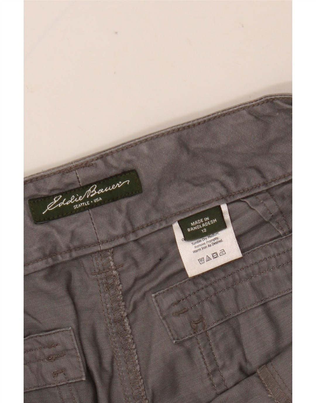 Pantaloni cargo dritti da donna EDDIE BAUER US 12 Large W35 L30 Cotone grigio