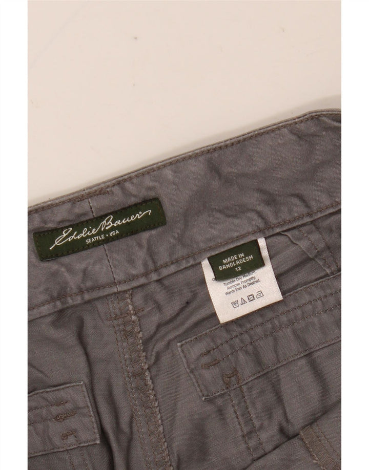 Pantaloni cargo dritti da donna EDDIE BAUER US 12 Large W35 L30 Cotone grigio