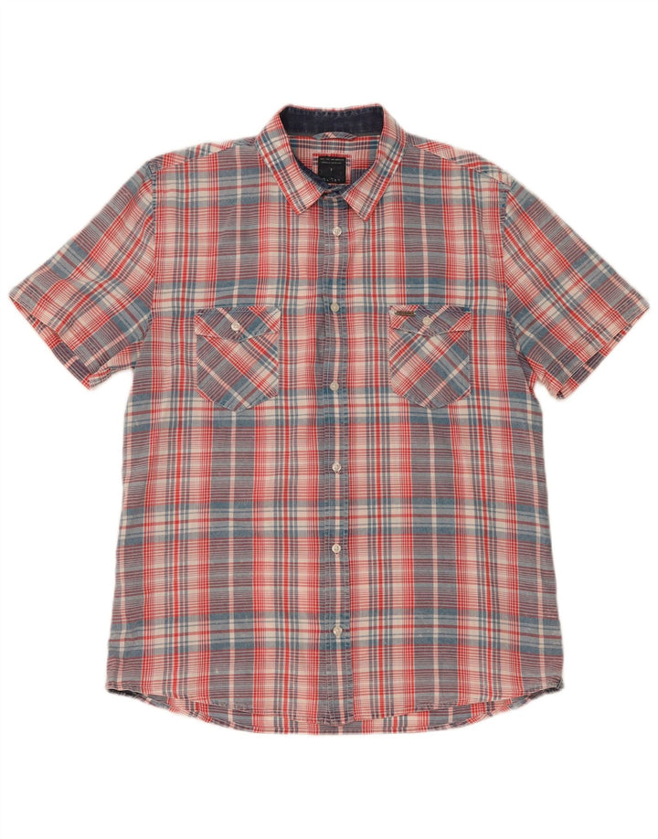 Camicia Guess da uomo a maniche corte XL in cotone scozzese multicolore