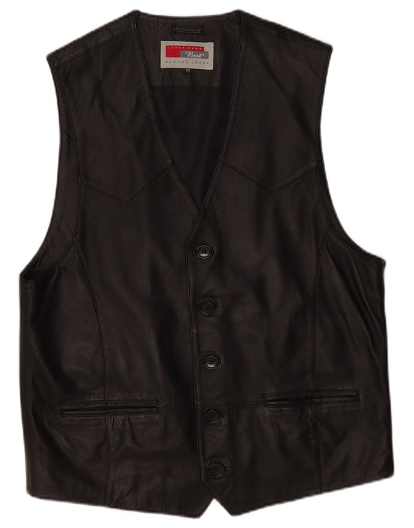 Gilet in pelle da uomo vintage EU 50 in pelle nera media