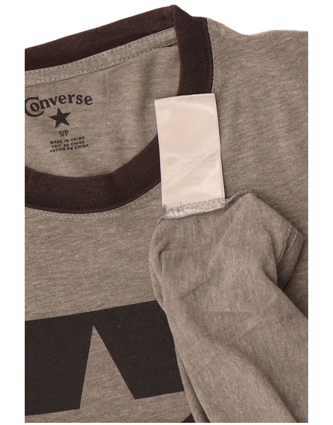 T-shirt grafica da uomo Converse Top Small in cotone color block grigio