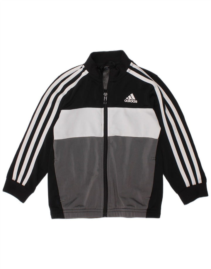 Giacca da tuta da ragazzo Adidas 3-4 anni in poliestere color block nero
