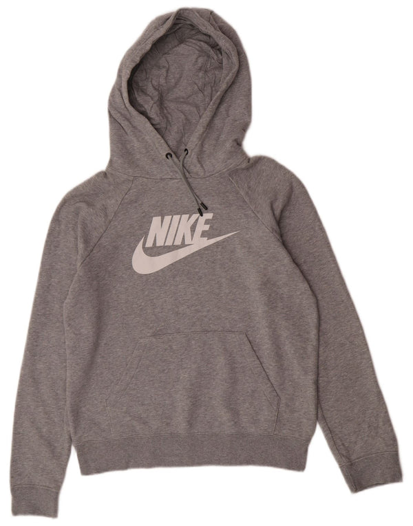 Felpa con cappuccio oversize con grafica Nike da donna UK 10 piccola in cotone grigio