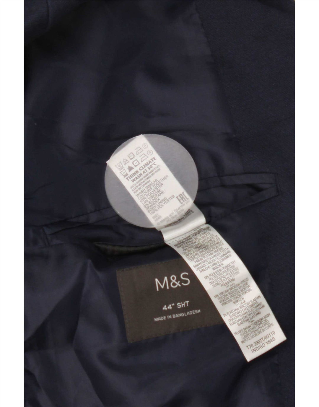 Giacca blazer a 2 bottoni da uomo Marks & Spencer UK 44 XL poliestere blu navy