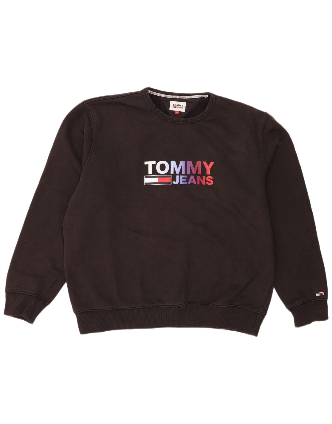 Felpa grafica da uomo Tommy Hilfiger Maglione 2XL cotone nero