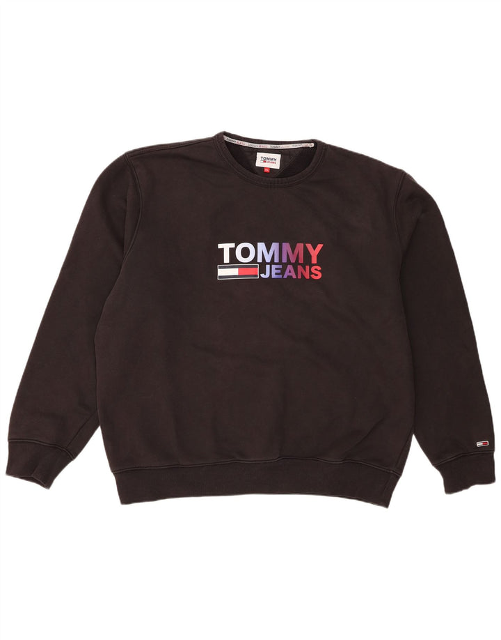 Felpa grafica da uomo Tommy Hilfiger Maglione 2XL cotone nero