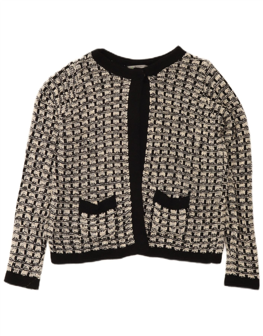Maglione cardigan da donna Marks & Spencer UK 12 cotone medio a quadri nero