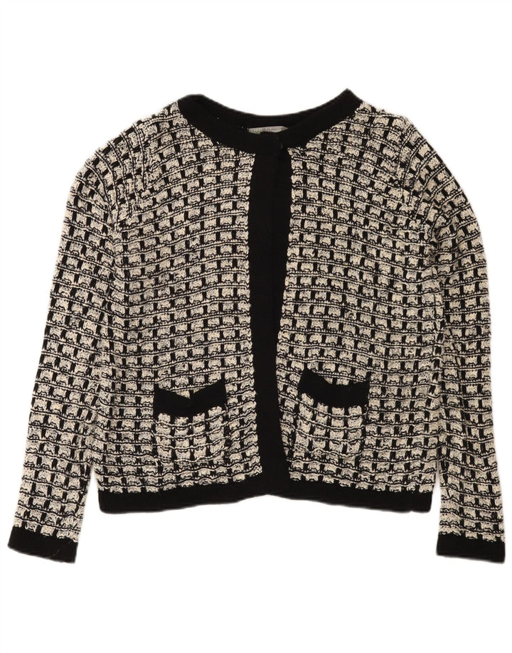 Maglione cardigan da donna Marks & Spencer UK 12 cotone medio a quadri nero