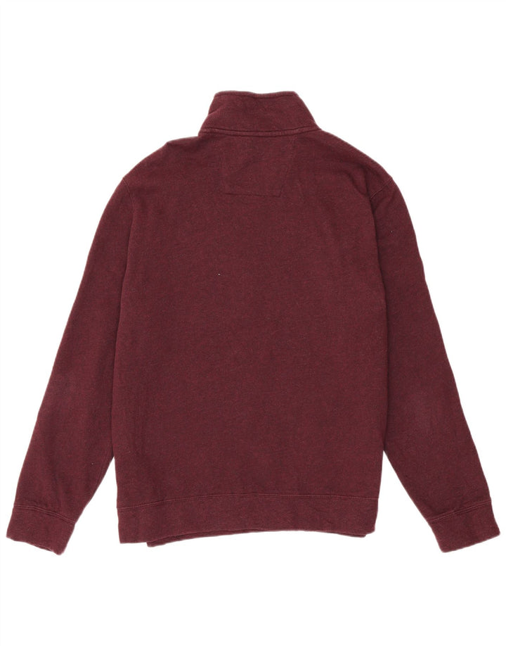 Felpa da uomo Nautica con zip e collo, maglione, cotone medio bordeaux