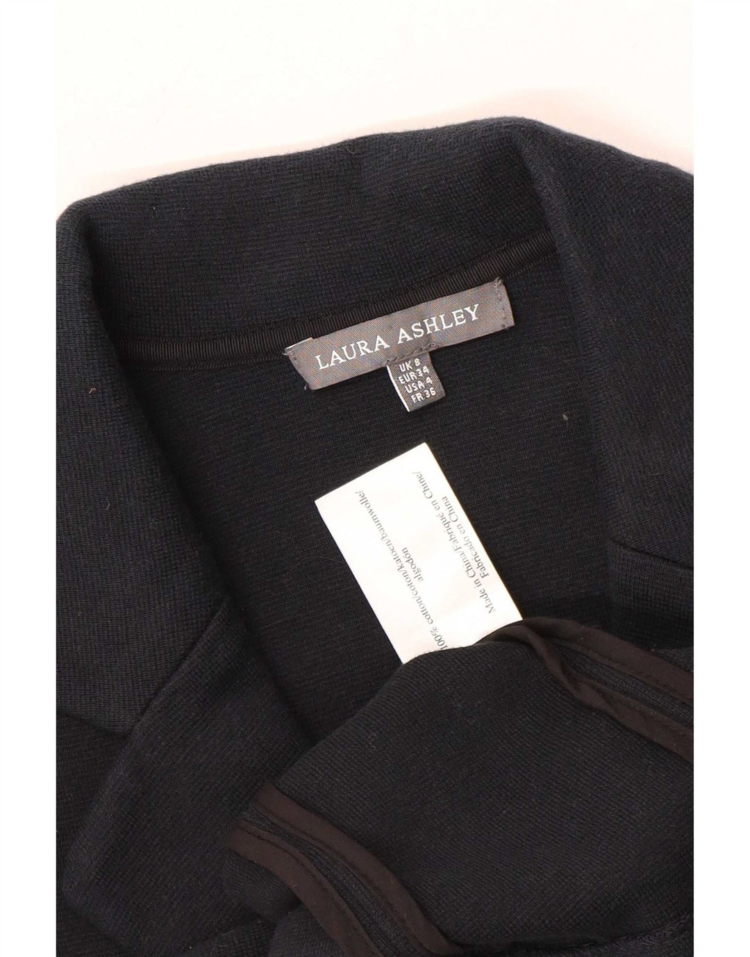 Giacca blazer in maglia a 3 bottoni da donna Laura Ashley UK 8 piccola in cotone blu navy