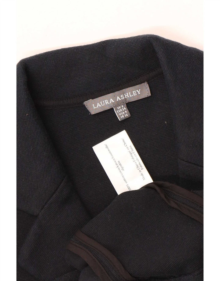 Giacca blazer in maglia a 3 bottoni da donna Laura Ashley UK 8 piccola in cotone blu navy