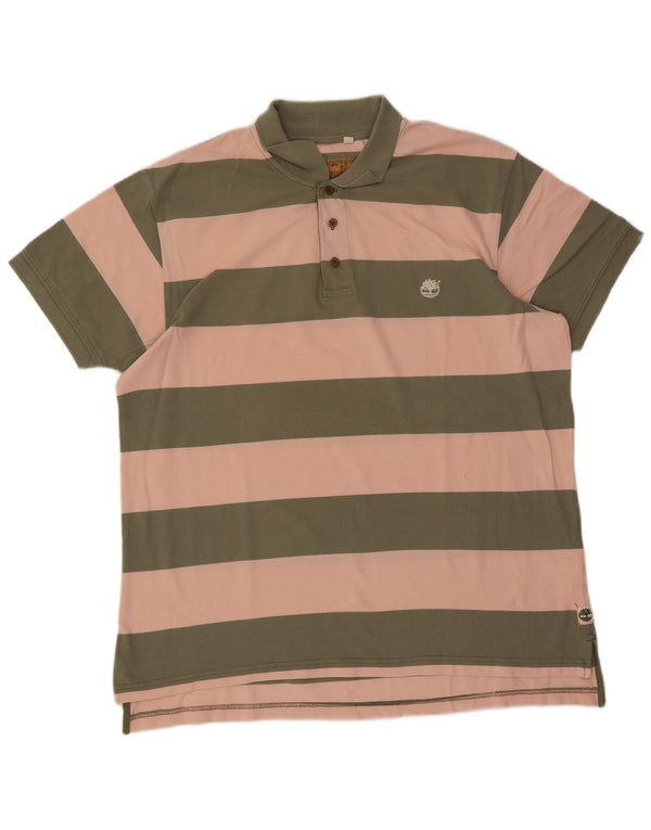 Polo da uomo Timberland 2XL cotone a righe verdi