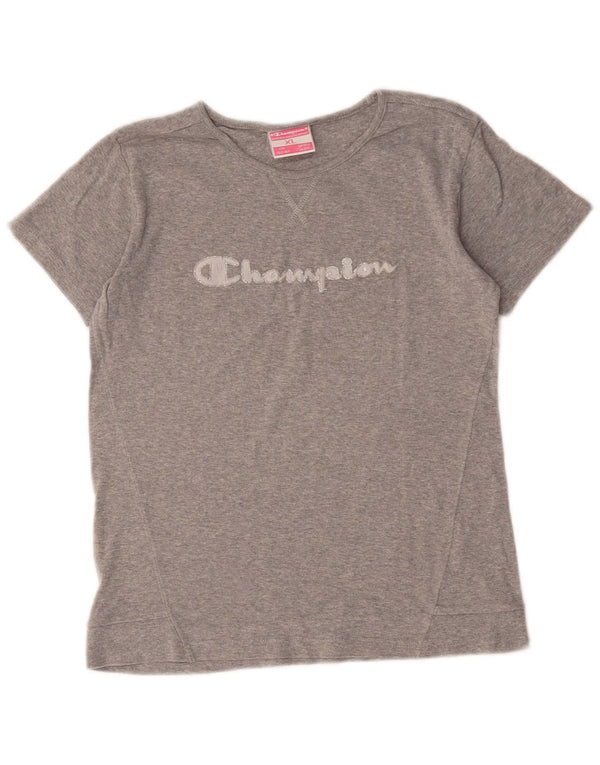 T-shirt grafica per ragazze Champion Top 13-14 anni XL in cotone mélange grigio
