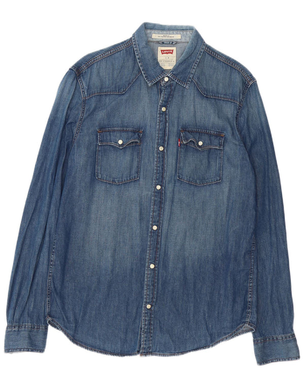 Levi's Camicia da uomo Modern Fit in denim di grandi dimensioni in cotone blu