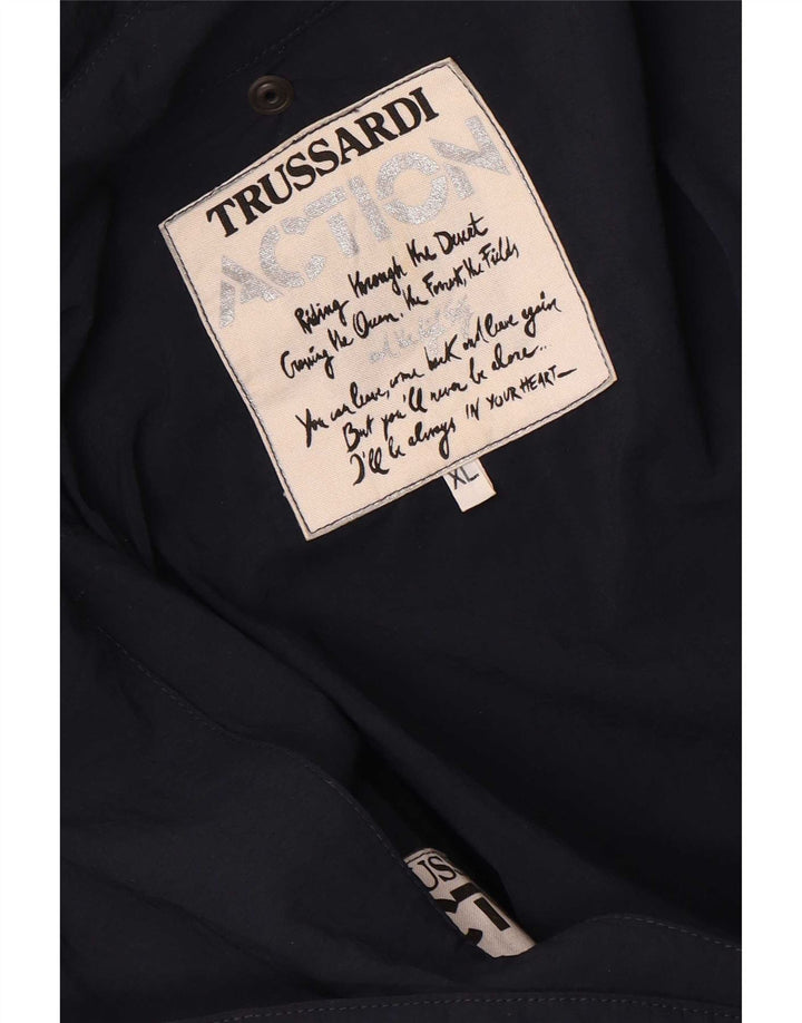 Giacca da uomo con cappuccio Trussardi UK 42 XL Blu Navy