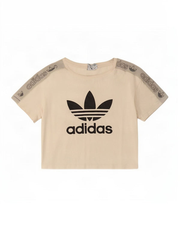 T-shirt grafica corta da donna Adidas UK 8 Small Off White Colourblock