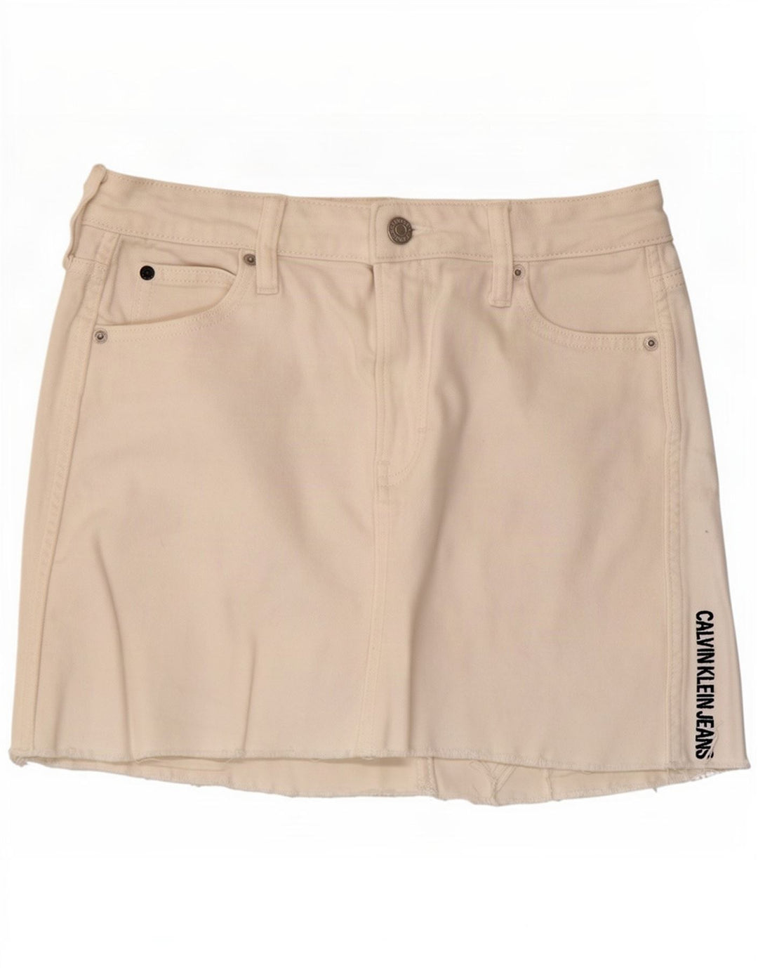 Minigonna grafica da donna Calvin Klein Jeans W26 piccola in cotone bianco