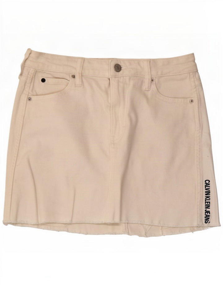 Minigonna grafica da donna Calvin Klein Jeans W26 piccola in cotone bianco