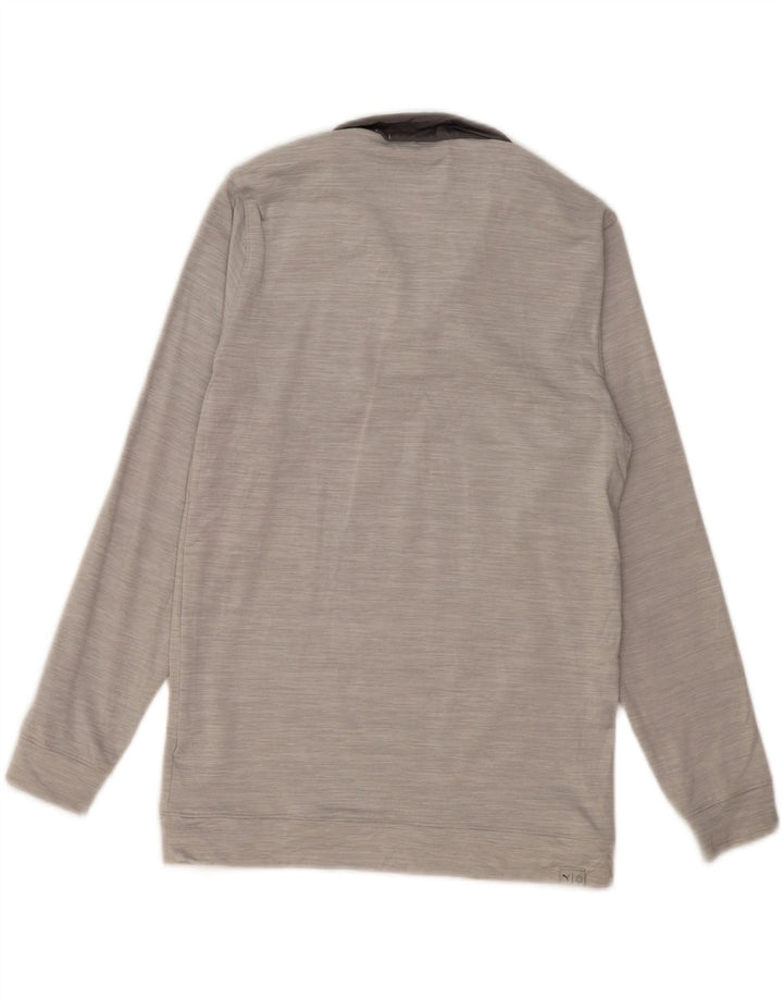 Felpa PUMA da uomo con zip e collo, maglione, piccolo, in poliestere color block grigio