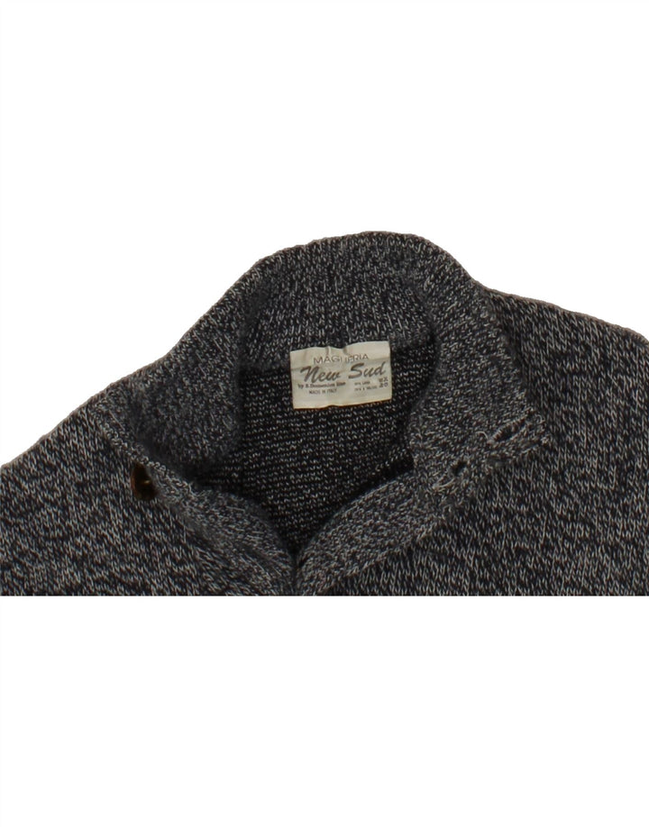 MAGLIERIA Mens Cardigan Sweater Medium Grey Geometric Wool Vintage Maglieria and Second-Hand Maglieria from Messina Hembry 
