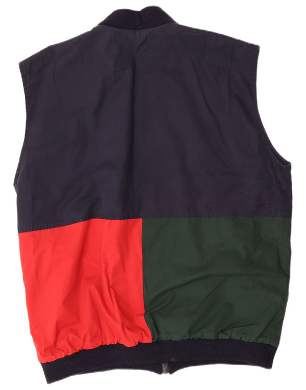 Gilet reversibile vintage da uomo UK 42 XL blu navy color block