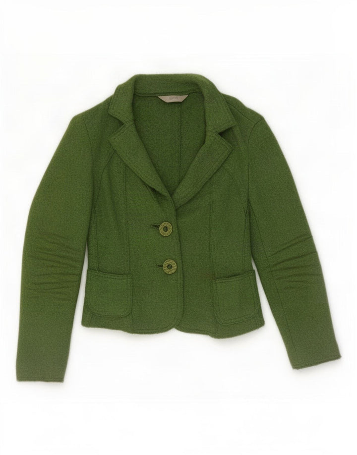 Giacca blazer a 2 bottoni Marks & Spencer da donna UK 10 piccola lana verde
