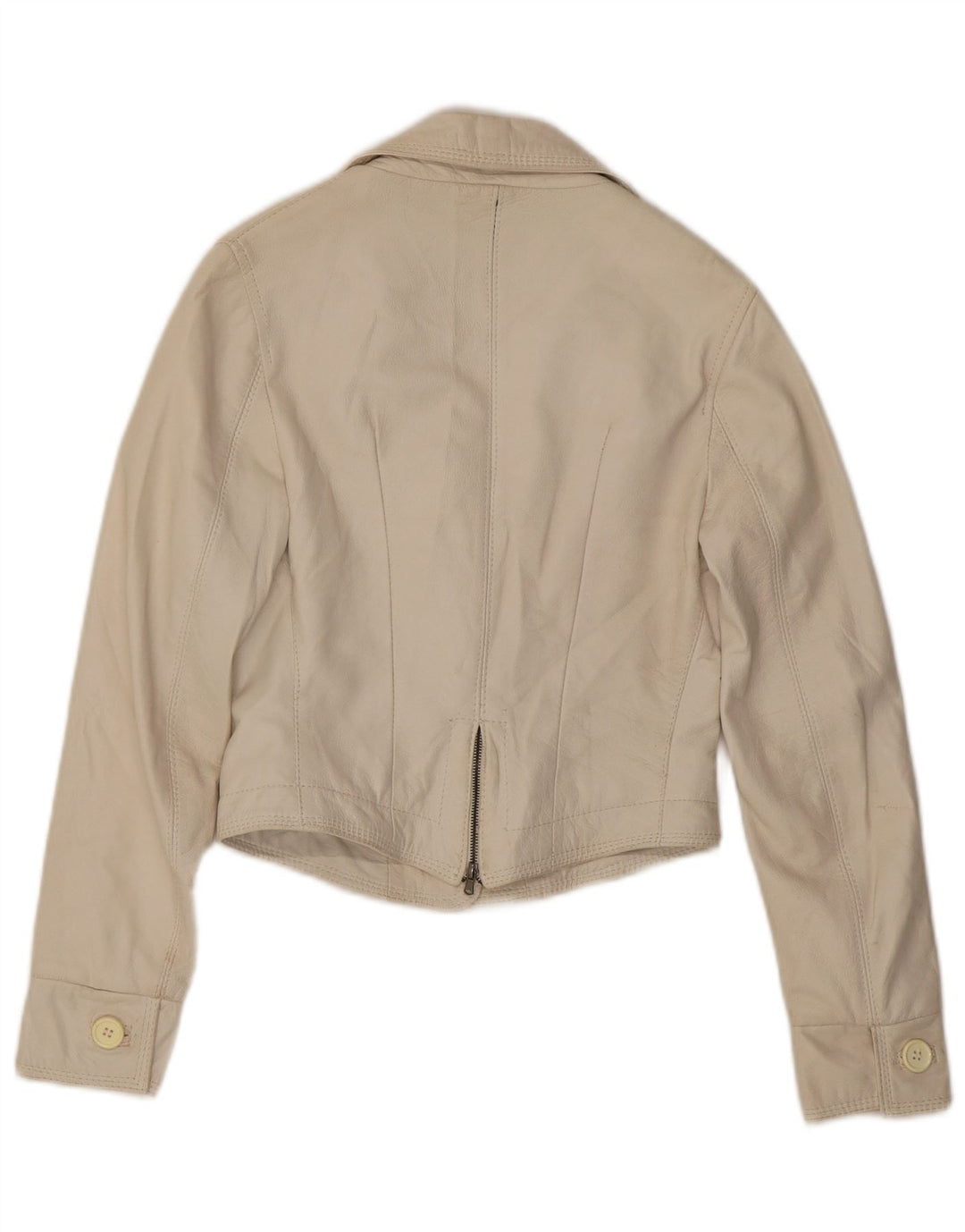 Giacca blazer in pelle da donna a 3 bottoni NADINE UK 10 piccola in pelle bianca