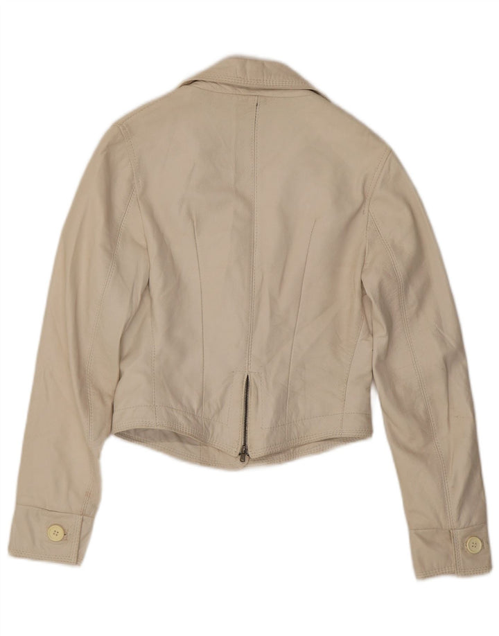 Giacca blazer in pelle da donna a 3 bottoni NADINE UK 10 piccola in pelle bianca