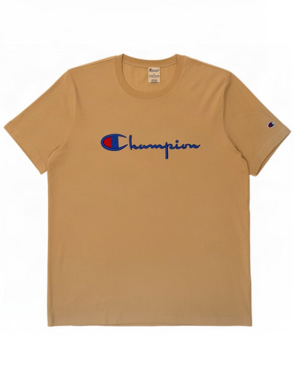 T-shirt grafica da uomo Champion Top grande in cotone beige