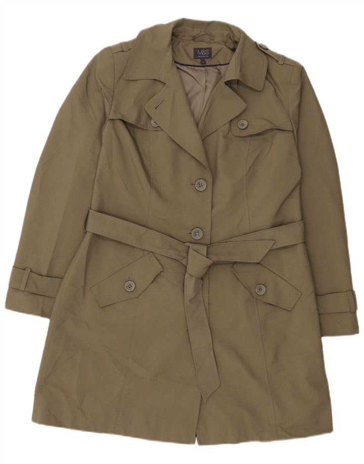 Trench da donna Marks & Spencer UK 14 grande poliestere kaki