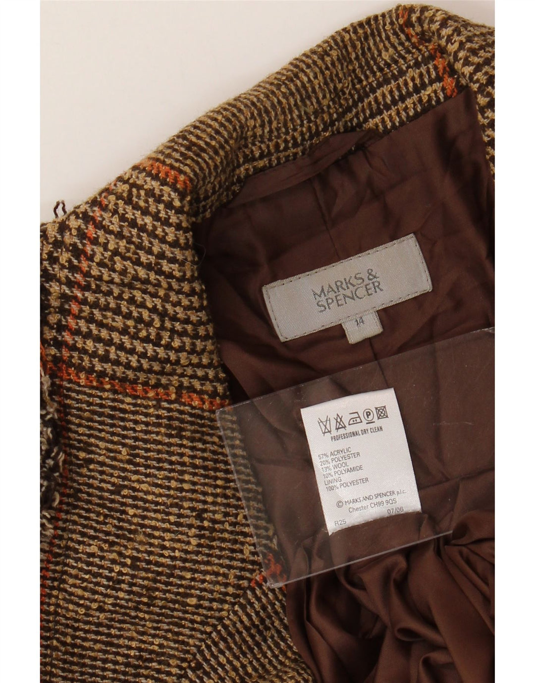 Giacca blazer da donna MARKS & SPENCER UK 14 pied de poule marrone medio