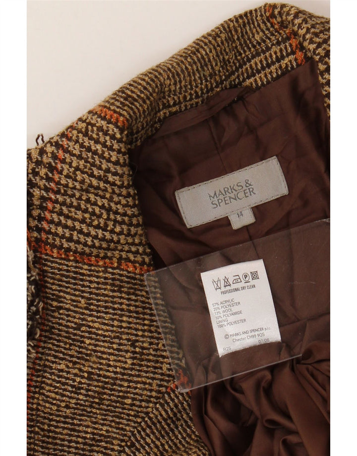 Giacca blazer da donna MARKS & SPENCER UK 14 pied de poule marrone medio