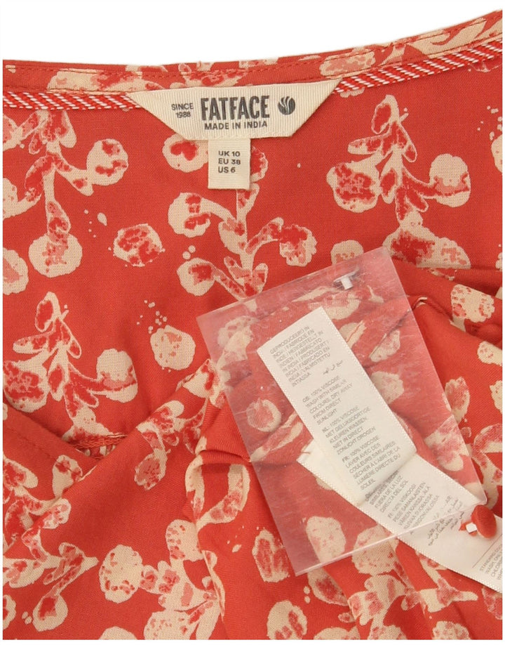 FAT FACE Womens Oversized Shirt Blouse UK 10 Small Orange Floral