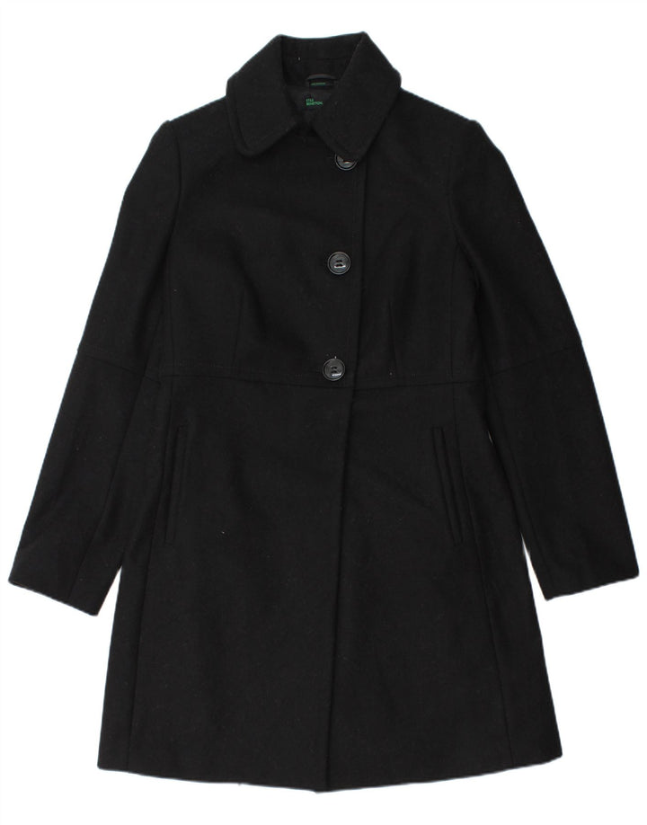 Cappotto Donna Benetton IT 42 Medio Nero Lana