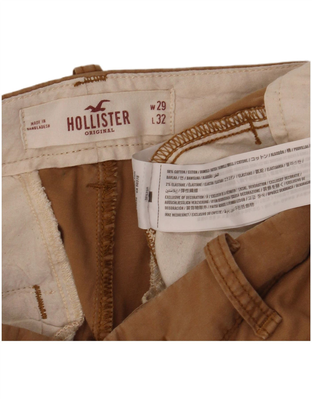 Pantaloni chino slim da uomo HOLLISTER W29 L32 in cotone beige