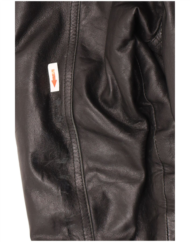 Giacca in pelle vintage da uomo UK 36 piccola in pelle nera