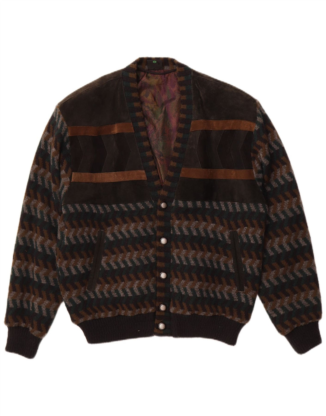 Maglione cardigan da uomo WESTBURY EU 48/50 Acrilico Chevron marrone medio