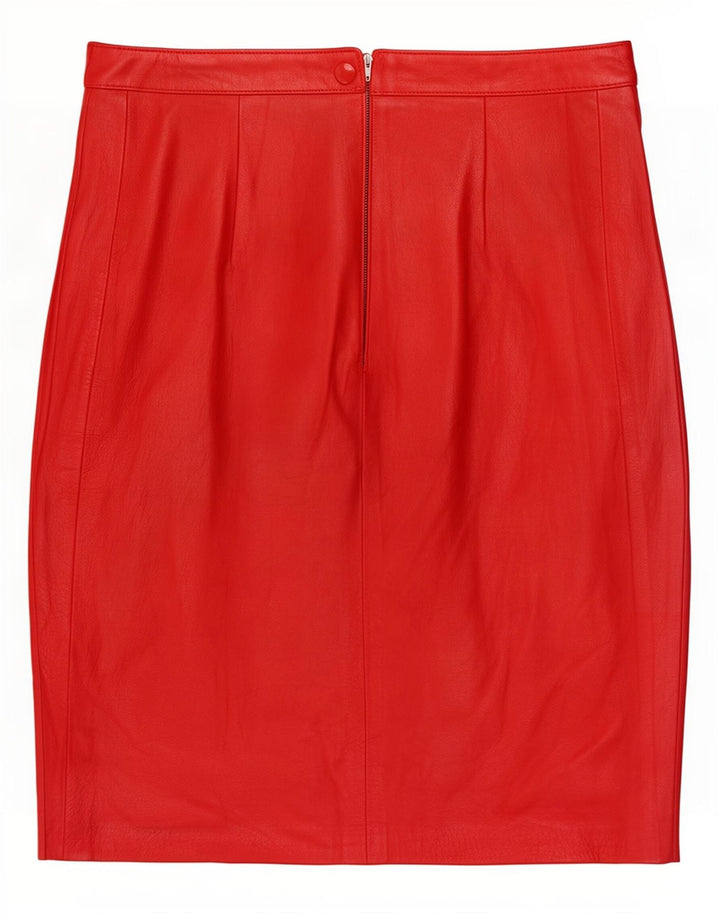 Gonna in pelle vintage da donna media W30 rossa