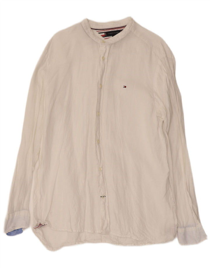 TOMMY HILFIGER Camicia da uomo vestibilità regolare grande lino bianco